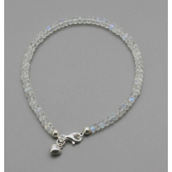 Mondstein-Armband facettierte Regenbogen-Mondsteine mit Silber-Herz