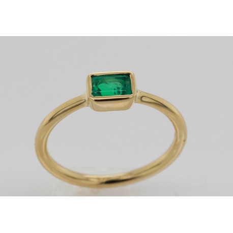 750er Goldring mit Smaragd 0,41 Karat Knöchelring Ringgöße 54,5-Gold-Ringe