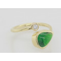 Goldring mit grünem Tsavorit Granat und Brillant Ringgröße 57-Gold-Ringe