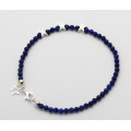Lapislazuli Armband "Star" facettierter blauer Lapislazuli mit Silber-Sternen19,5 cm lang-Edelstein-Armbänder
