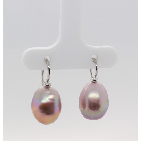 Perlen-Ohrringe rosa Süßwasser-Perlen als Ohrhänger in 925er Silber-Perlen-Ohrringe