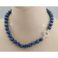 Kyanit Kugelkette blaue Disthen Halskette 12 mm rund 50 cm lang geknotet-Edelsteinketten