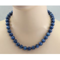 Kyanit Kugelkette blaue Disthen Halskette 12 mm rund 50 cm lang geknotet-Edelsteinketten