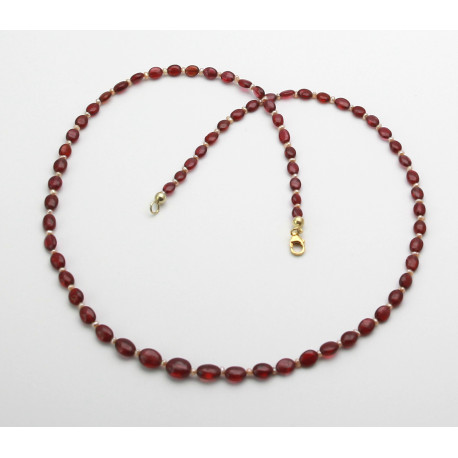Spinell-Kette rote Spinelle mit Perle in 52 cm Länge-Edelsteinketten