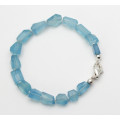 Aquamarin-Kristall-Armband hellblau mit Perle 19,5 cm lang-Edelstein-Armbänder