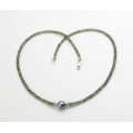 Saphirkette - grüner Saphir facettiert mit Tahiti Perle 45 cm-Edelsteinketten