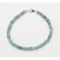 Zirkon Armband - facettierte blau-graue ZirkonRondelle mit Perlen 20 cm lang-Edelstein-Armbänder