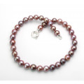 Perlenkette große runde Süßwasser-Perlen in Lachs-Rosé 46 cm lang-Perlenketten