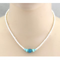 Perlenkette mit Apatit Larimar und Anden-Opal 44 cm lang-Perlenketten