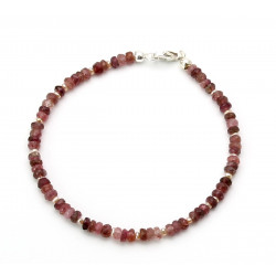 Rubellit-Armband rosa-rotes Turmalin Armband mit Perlen 20 cm lang