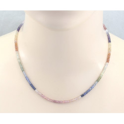 Saphir-Kette - bunte Saphire facettiert Halskette 45,5 cm