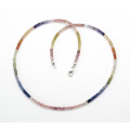 Saphir-Kette - bunte Saphire facettiert Halskette 45,5 cm-Edelsteinketten