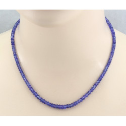 Tansanitkette violett-blaue Tansanit Rondelle facettiert in 46 cm Länge