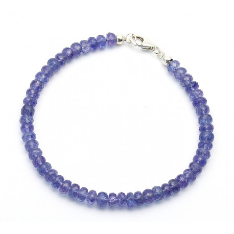Tansanit Edelstein-Armband fein facettiert violett-blau 19,5 cm lang-Edelstein-Armbänder