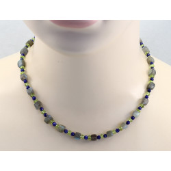 Labradorit-Edelsteinkette mit Lapislazuli und Peridot 45,5 cm lang