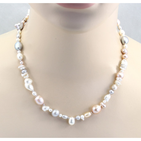 Perlenkette Süßwasser-Perlen "Harlekin-Design" in 47,5 cm Länge-Perlenketten