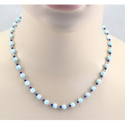 Edelsteinkette Larimar mit Lapislazuli und Labradorit 47 cm lang