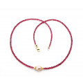 Edelsteinkette Roter Spinell facettiert mit Perle in 47 cm Länge-Edelsteinketten
