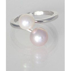 Silber-Ring mit Süßwasser-Perlen Duo Ringgröße 55