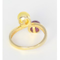 Edelstein-Ring in Silber mit Rubin & Perle Ring Größe 55-Silberringe