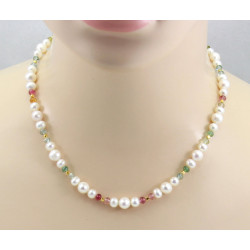 Perlenkette mit bunten Turmalin Edelsteinen in 46,5 cm Länge
