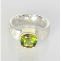 Edelstein-Ring Turmalin grün in Silber und Gold Ring-Gr. 54-Silberringe