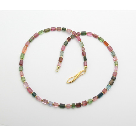 Edelsteinkette Turmalin Kristalle rosa und grün 48 cm lang-Edelsteinketten