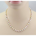 Perlenkette weiße Süßwasserperlen mit bunten Turmalinen-Perlenketten