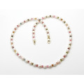 Perlenkette weiße Süßwasserperlen mit bunten Turmalinen-Perlenketten