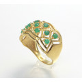 Edelsteinring Smaragd in vergoldetem Silber Ring-Größe 55-Silberringe