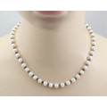 Perlenkette weiße Süßwasser-perlen mit facettieten Iolithen 46 cm-Perlenketten