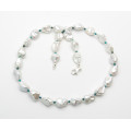 Perlenkette weiße Keshi-Süßwasser-Perlen mit kleinen Chrysokollen 48 cm-Perlenketten