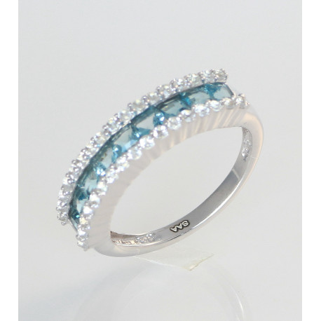 Vorsteckring Topas blau & weiß in Silber Ring-Größe 59-Silberringe