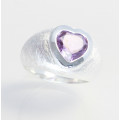 Amethyst Edelsteinring - Silber-Bandring mit Amethyst Herz Ringgröße 60-Silberringe