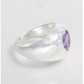 Amethyst Edelsteinring - Silber-Bandring mit Amethyst Herz Ringgröße 60-Silberringe