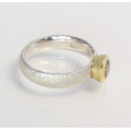 Edelstein-Ring Sphen (Titanit) champagnerfarben in Silber mit vergoldeter Fassung Gr. 54-Silberringe