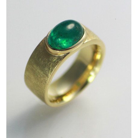 Edelsteinring 750er Gelbgold Bandring mit Smaragd 3,87 Karat Ringgröße 58-Gold-Ringe