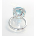 Blau-Topas Solitär-Ring in 925er Silber Ringgröße 57-Silberringe