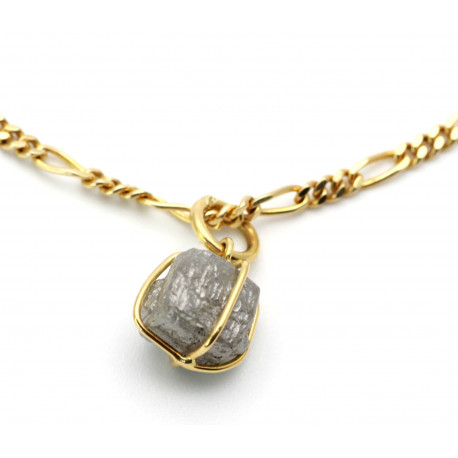 Diamant Edelstein-Anhänger - Rohdiamant Würfel in 750er Gelbgold-Edelstein-Anhänger