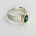 Turmalin Edelstein-Ring in Silber und 585er Gelbgold Größe 57-Silberringe