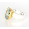 Blau-Topas Ring in Silber und Gold Ringgröße 57-Silberringe