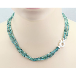 Indigolith-Collier 3-reihige blaugrüne Turmalin Halskette