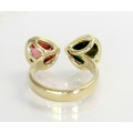 Turmalin-Ring rosa und grüner Turmalin in 585er Gelbgold Gr. 55-Gold-Ringe