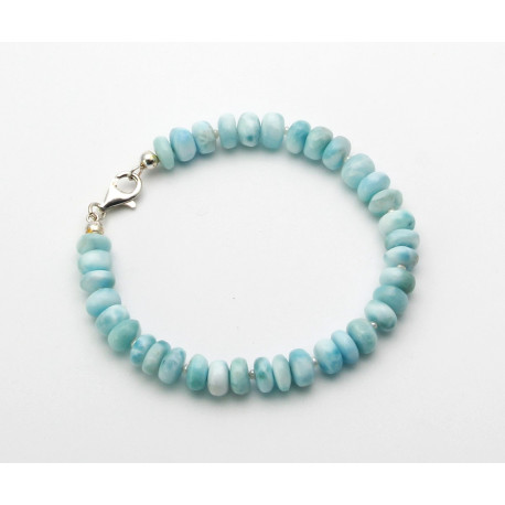 Larimar-Armband - Atlantisstein hellblau Edelsteinarmband 21 cm