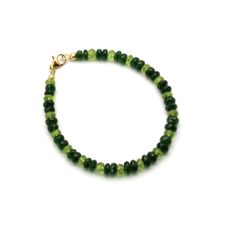 Chromdiopsid und Peridot - grünes Edelstein Armband facettiert 20 cm lang