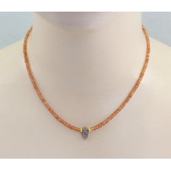 Saphirkette orange facettiert mit Boulder-Opal 44 cm lang