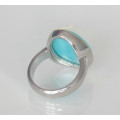 Larimar-Ring in Silber mit vergoldetem Rand - Ring Gr. 57