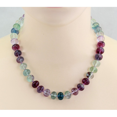 Fluorit-Kette violett grün mit Amethyst 49 cm lang