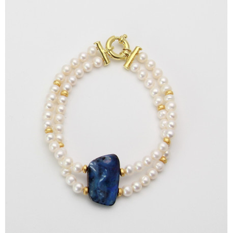 2-reihiges perlenarmband mit Boulder-Opal 20 cm lang
