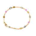 Perlenarmband mit Turmalin und Saphir 19 cm lang